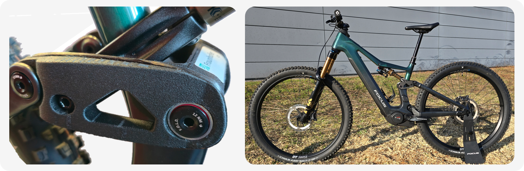 Thermoplastic E-MTB damper rocker.