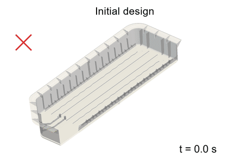 Initial RTM Filling Simulation Revealing Air Entrapment Risks in the Proxxima™ Battery Housing.
